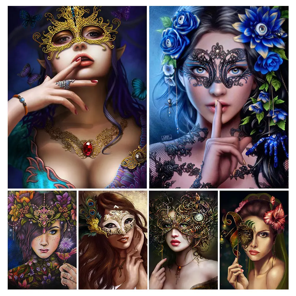 Алмазная живопись с маской для женщин Набор творчества 5D сделай сам мозаика