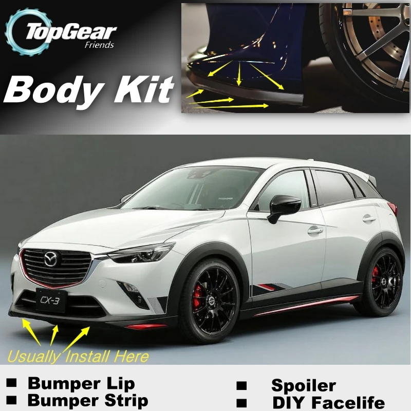 Передний спойлер Akari для Mazda CX3 CX 3 бампер TOPGEAR Friends тюнинг автомобиля комплект