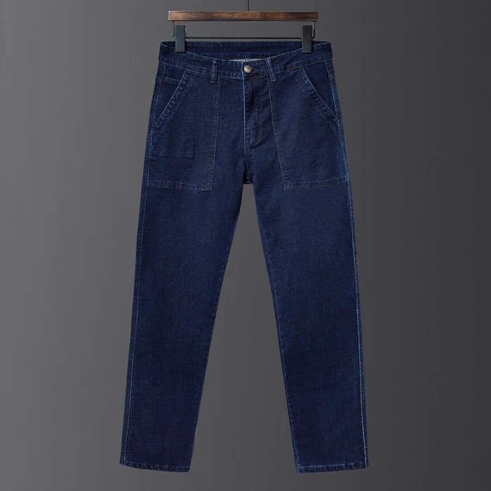 Высокие уличные джинсы мужские свободные прямые плюс брюки большие размеры |