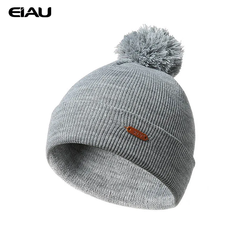 Шапки унисекс большой меховой пушистый помпон шапки для мальчиков и девочек