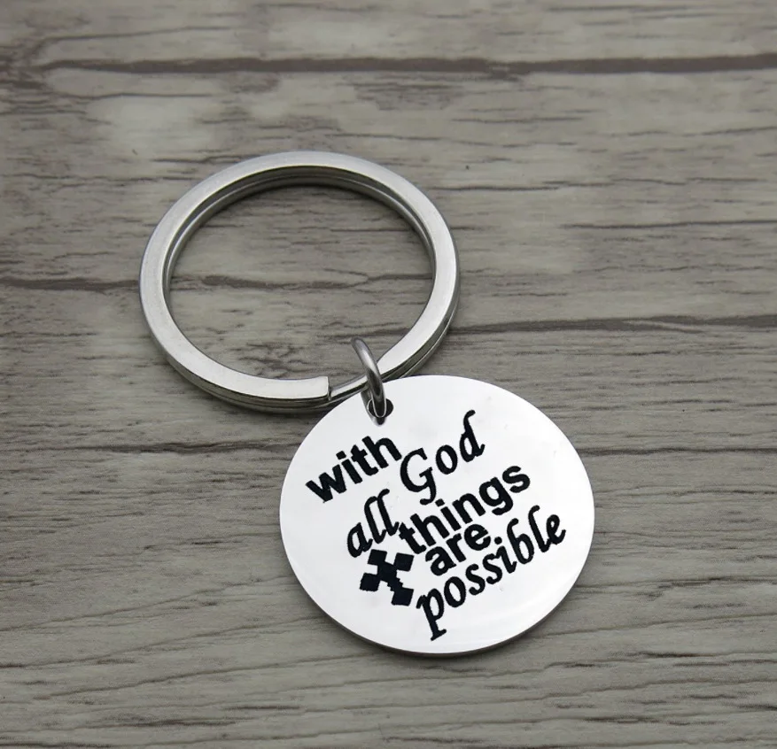 

Key pendant with god all things are. possible stainless steel key chain
