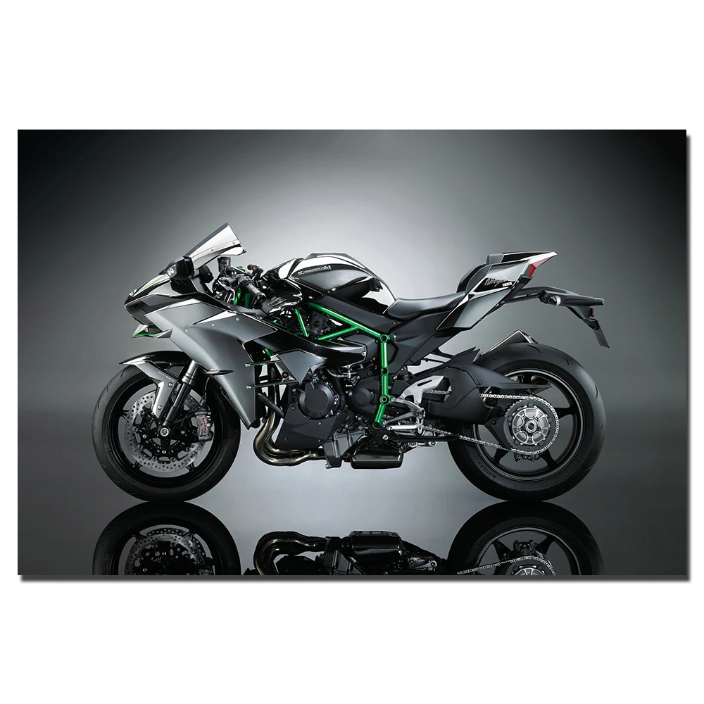 Картина на холсте с рамкой сделай сам постер стену изображением мотоцикла Kawasaki