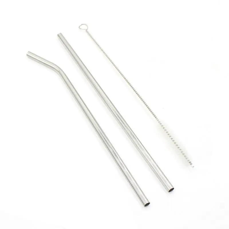 

Stainless Steel Straws Set Food Grade Metal Straw With Cleaning Brush Bend & Straight Tubes For Water Bottle Drink Cup Mug