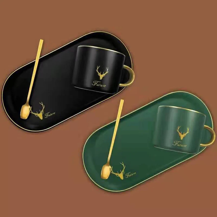 230 мл фарфоровые чашки для капучино с длинным блюдцами и специальная ложка