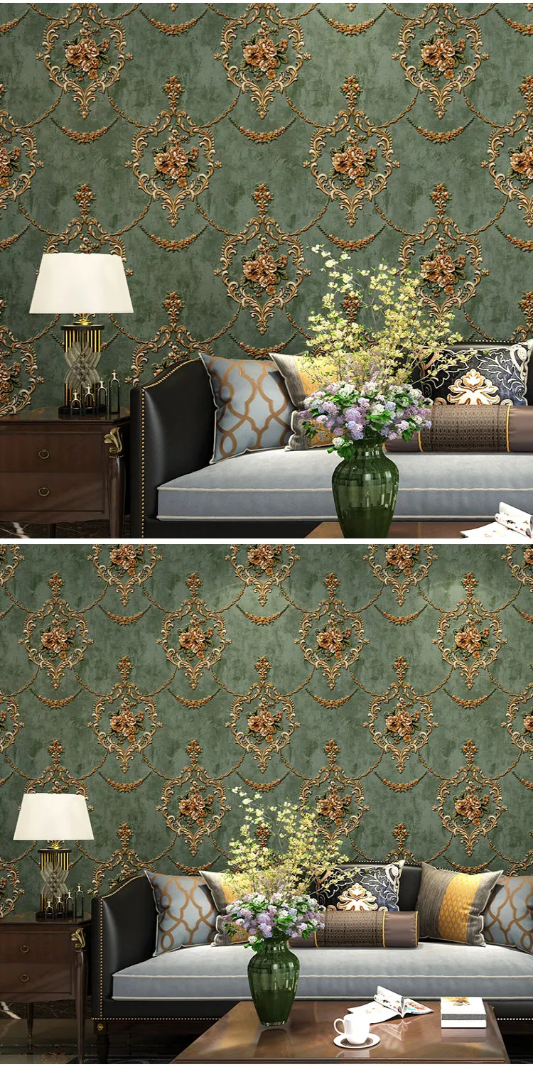 Классический американский Стиль 3D цветочные обои Home Decor для Гостиная Спальня стен полосы обои AB версия papel tapiz
