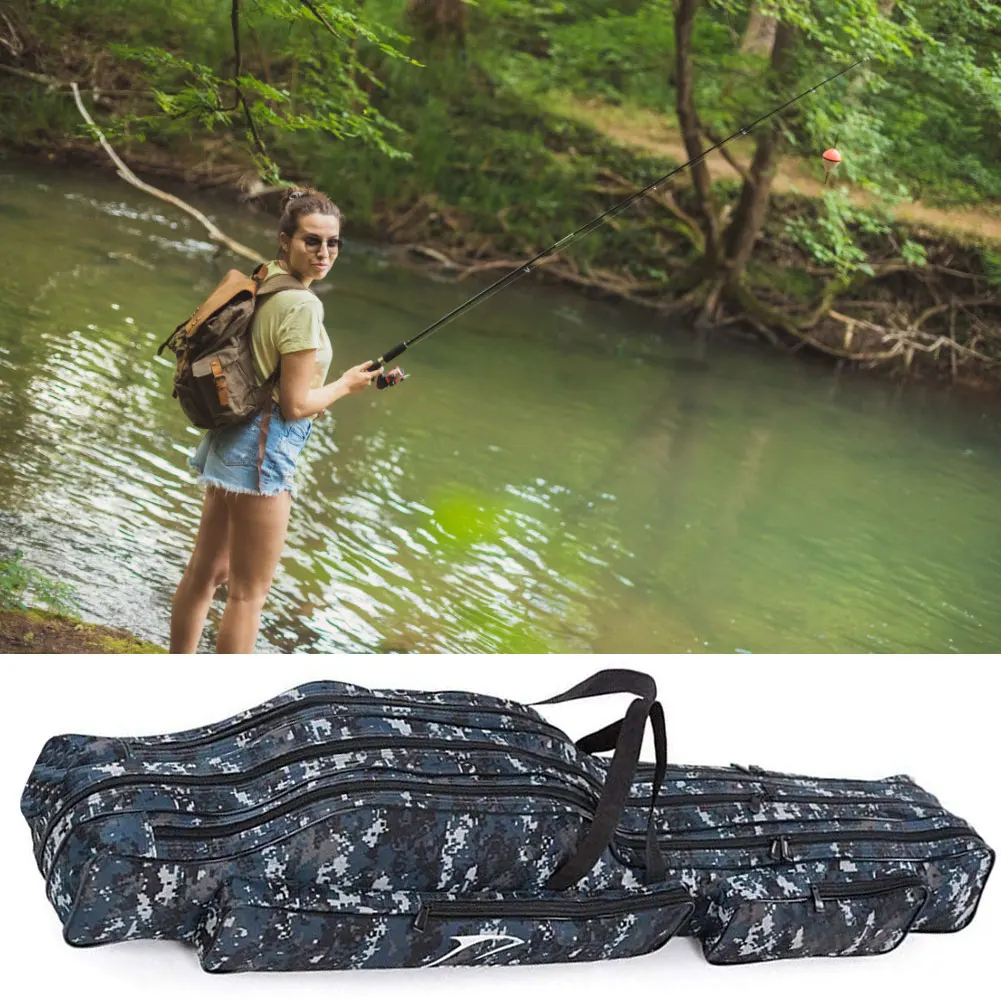 

Fishing Bag Portable Fishing Gear Tackle Carrier 3 Layer Travel Rod Tools Fish Pole Tools Storage Bag 1280D Canvas Three Layer