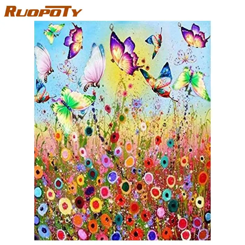 

RUOPOTY Diamond Painting Butterfly Cross Stitch Kit Full Layout Diamond Embroidery Full Set Cartoon Painting Rhinestones Sticker