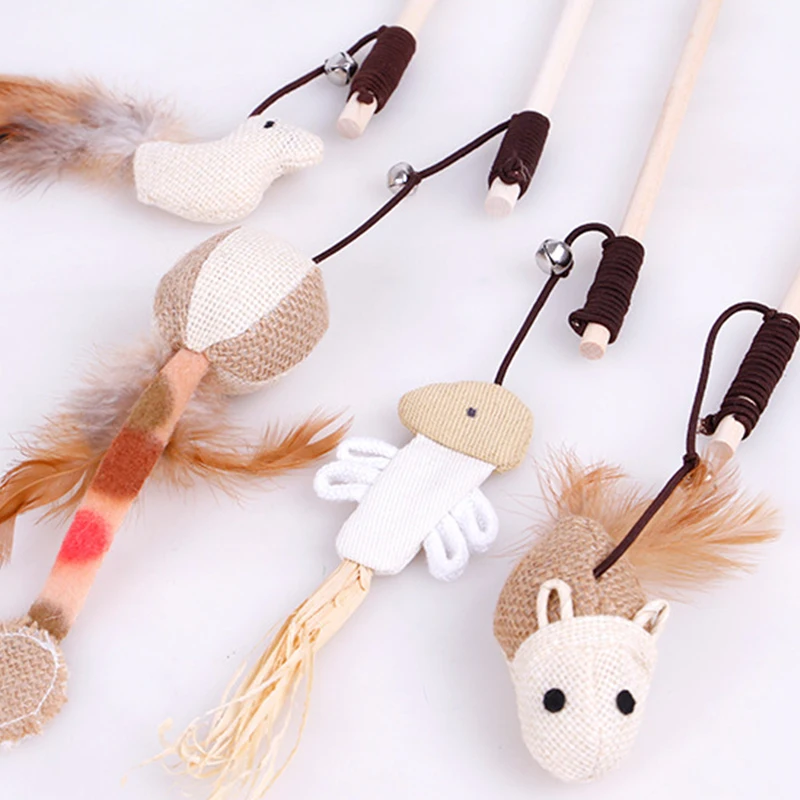40 см игрушка прорезыватель для кошек деревянная удочка Мышка с мини