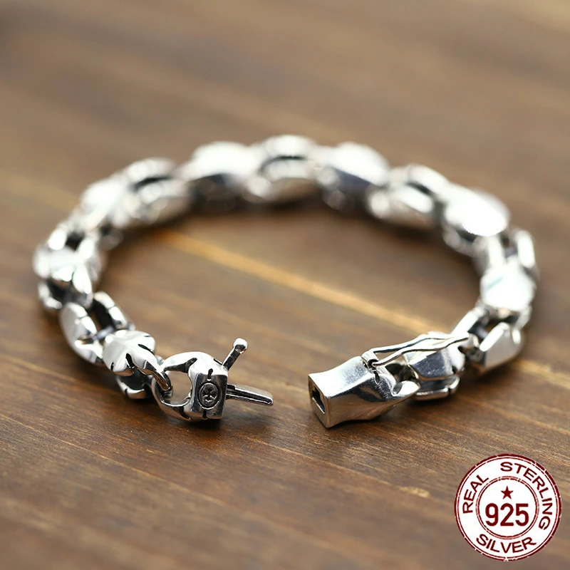 925 пробы серебро браслет прилив панк личность пламени Феникс Гладкий Простой