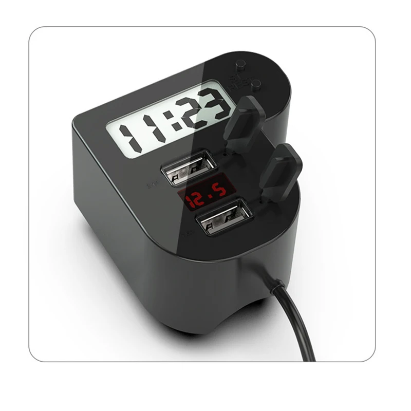 Черный Мотоцикл Quick Charge Dual USB 5 В 3.1A/1.5A зарядное устройство мотоцикл светодиодные цифровые часы Вольтметр водонепроницаемый USB крышка аксессуары - Цвет: Черный