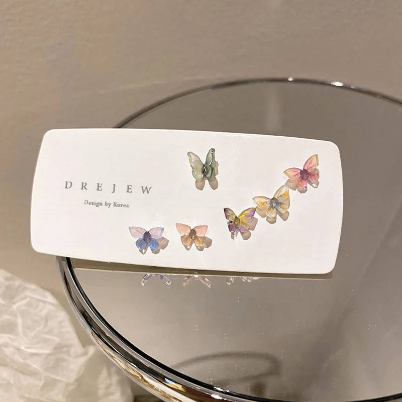 

Simple Colorful Fairy Stereo Butterfly Stud Earrings Women Mini Cute Hypoallergenic Butterflies Earring Party jewelry Ear Stud