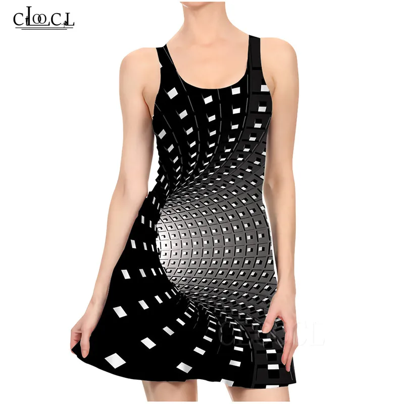 Сексуальные черные платья с 3D принтом вертикального покроя женские повседневные