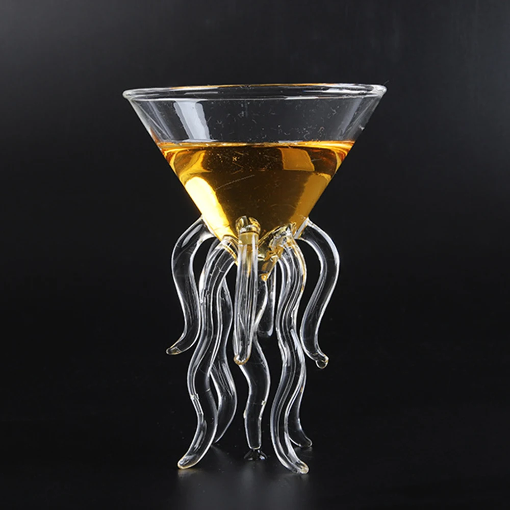 

1PC 100ML Creative Octopus Cocktail Glass Transparent Jellyfish Glass Cup Juice Glass Goblet Conical Wine Champagne Glass