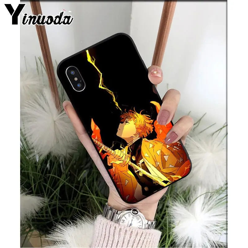 Yinuoda аниме Demon Slayer Kimetsu no Yaiba TPU мягкий черный чехол для телефона Apple iPhone 8 7 6 6S Plus X XS MAX 5 5S SE XR - Цвет: A7