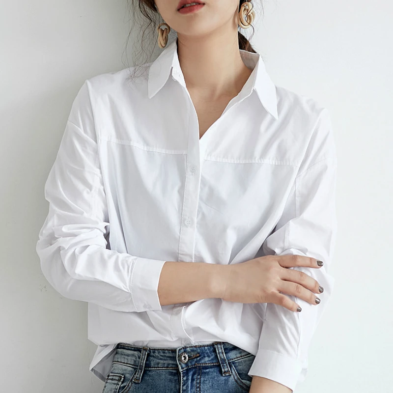 Женские блузки 2019 женские топы с длинным рукавом отложным воротником офисные