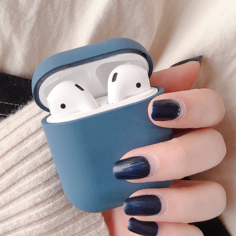 Navy blue Жесткий чехол для наушников для Apple Airpods 1/2 противоударный чехол для Apple гарнитура для Airpods чехол s Матовый розовый защитный чехол для пары - Цвет: Navy blue