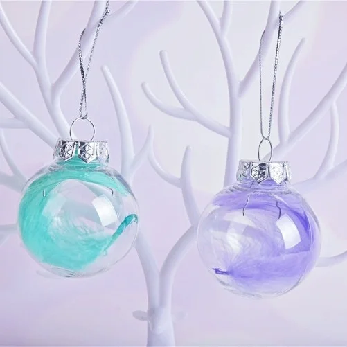 

Home Holiday Party Supplies, A Box of 10 6 Cm Christmas Transparent Balls, DIY Creative Acrylic Badminton Hanging Ball Ornaments