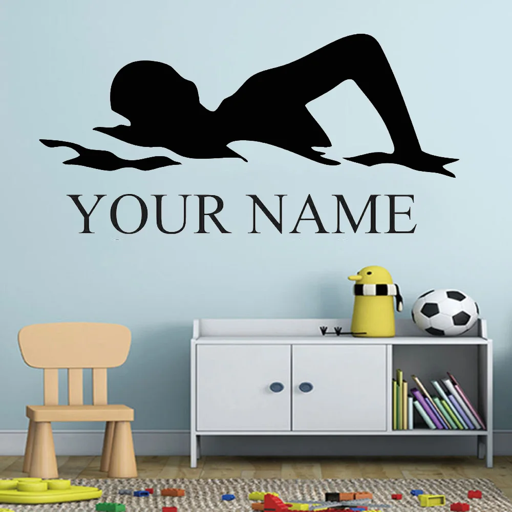 

Schwimmen Mann Vinyl Wand Aufkleber Gym Studio Dekoration Angepasst Name Wand Psoter Schwimmen 3567