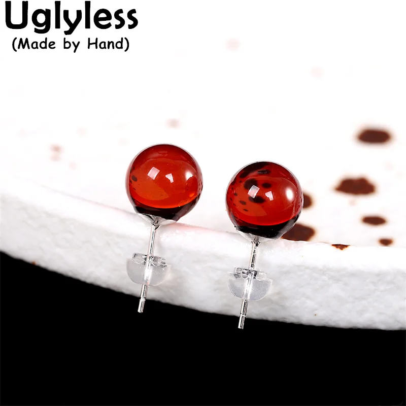 

Uglyless 10MM Jade Balls MINI Studs Earrings for Women Natural Hotan Gemstones Brincos 925 Silver Jade Earrings Simple Jewelry