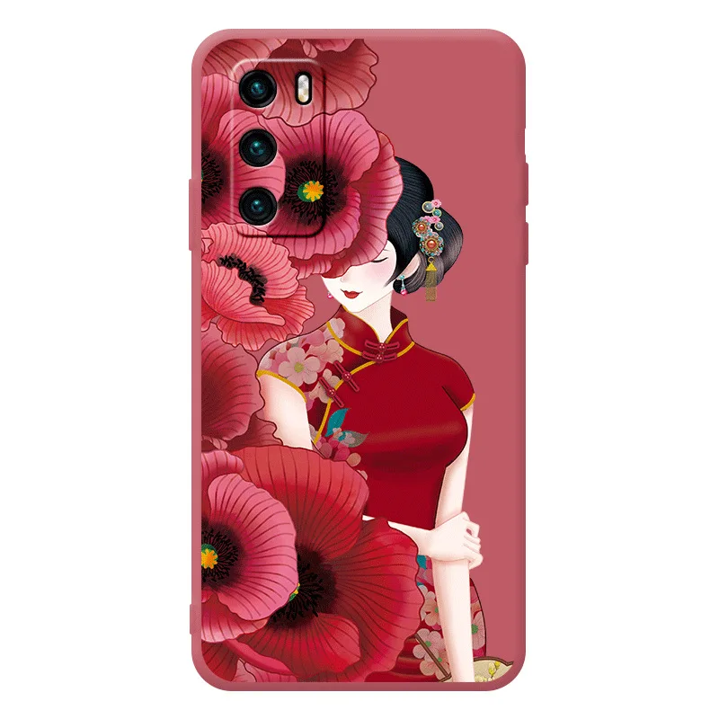 

Liquid Silicone Phone Case 11 Pro Max Iphone11 Pro XS Max Huawei P40pro Anti-drop Chinese Style Lens Package Phone Case