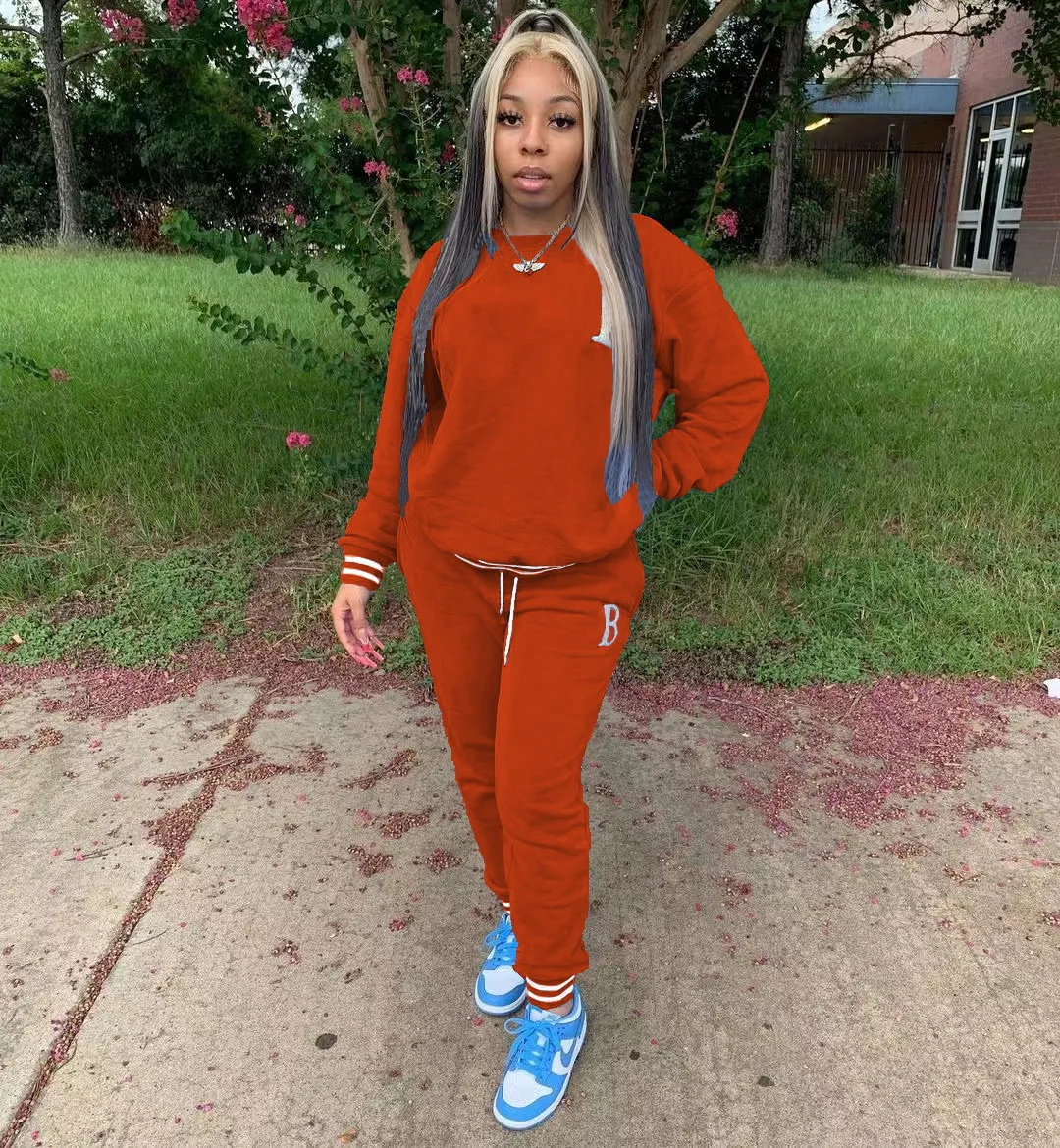 

Женский костюм из двух предметов, свитшот с длинным рукавом и надписью на осень и зиму 2022, мешковатые брюки, костюмы для бега, оптовая продаж...