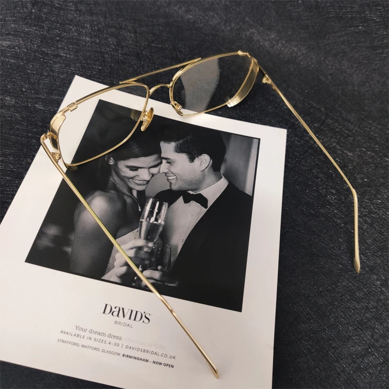 Мужские компьютерные очки в ретро стиле золотистые металлические квадратные для