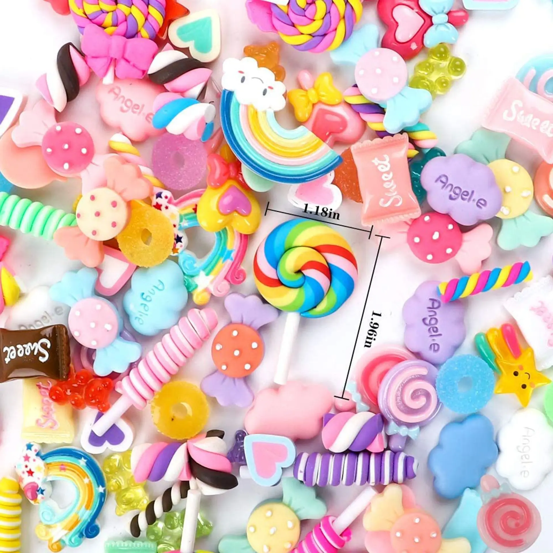 30pcs/Bag Mix Shape Candy Nail Art Decoration Rainbow/Cloud/Bear 3D Colorful Sweet Girl Kawaii Resin DIY Manicure Accessories J5