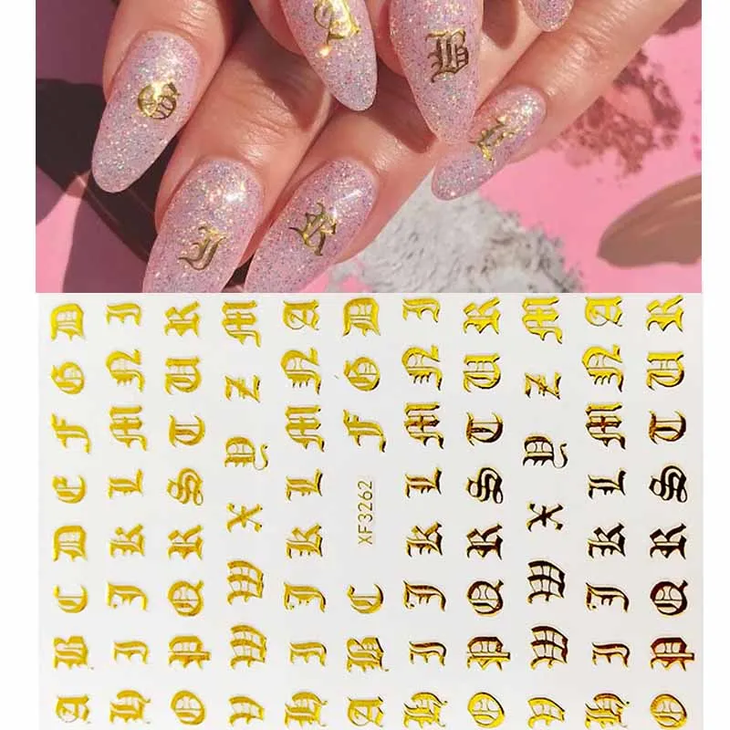 5 шт./компл. наклейка на ногти водная переводная старая английская надпись