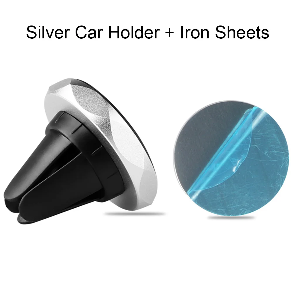 Магнитный держатель для телефона huawei Honor P20 gps Alu mi nium сплав автомобильная подставка для телефона для мобильного телефона на Xiaomi mi 9 Note 8 Pro - Цвет: Серебристый