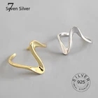 Настоящее серебро 925 пробы, кольца для женщин, кривые линии, золотой цвет, модные ювелирные украшения, большие регулируемые античные кольца Anillos