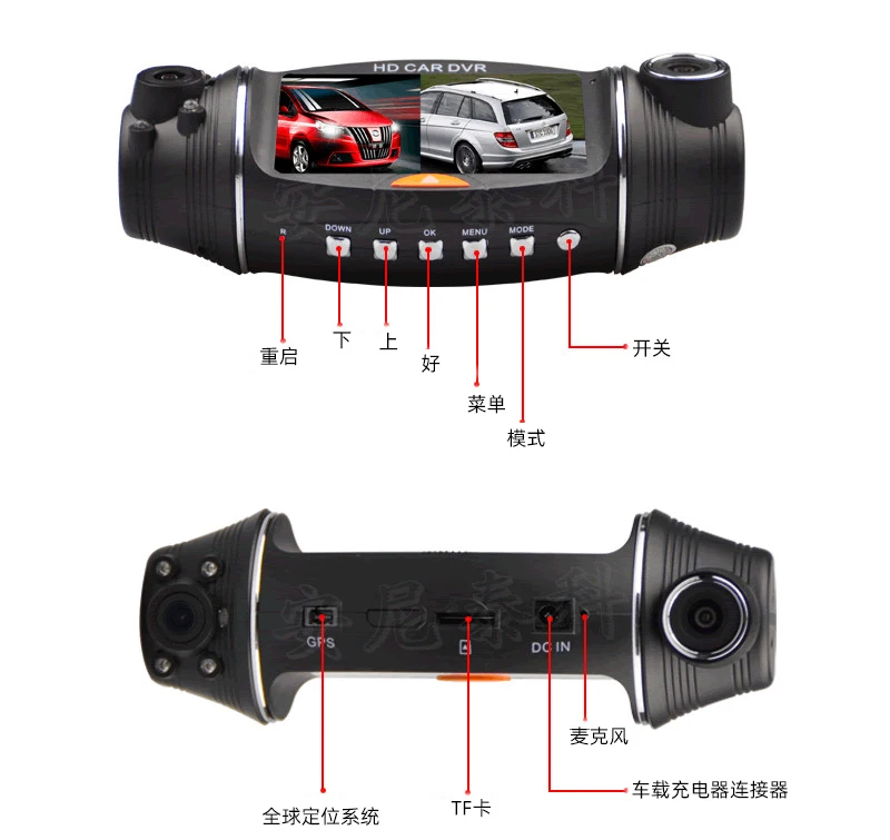 

Infrared Night Vision Car Camera Video Recorder 1080P TFT LCD Dash Cam Dual Lens GPS Logger 2.7 Inch Camera G-sensor DVR R310