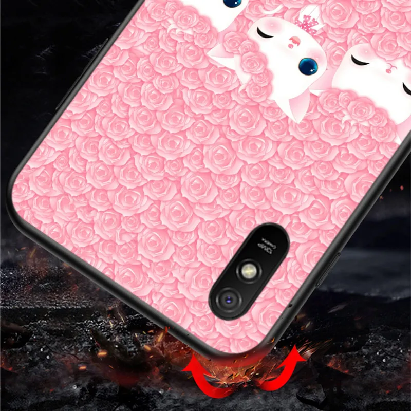 Cute Kawaii Kitten Cat Cover For Xiaomi Redmi 10 10X 9T 9C 9C 8 7 5 K50 K40S Gaming 4G 5G Silicone TPU Soft Black Phone Case