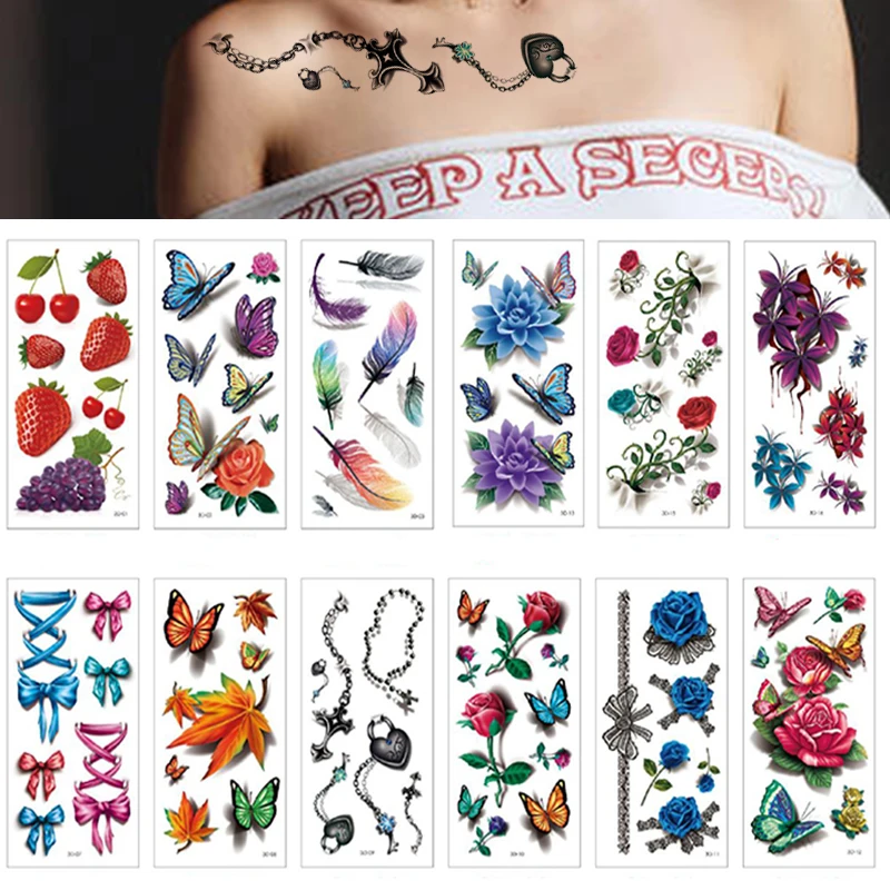 200 шт./лот красивые милые сексуальные боди-арт красота макияж цветок бабочка