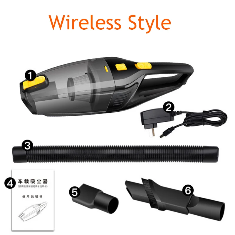 Wireless Style EAFC, автомобильный пылесос, DC 12 В 120 Вт, 5000 па, всасывающий, для сухой и влажной уборки, с 14,8 футов, шнур питания, портативный пылесос - Цвет: Wireless Style