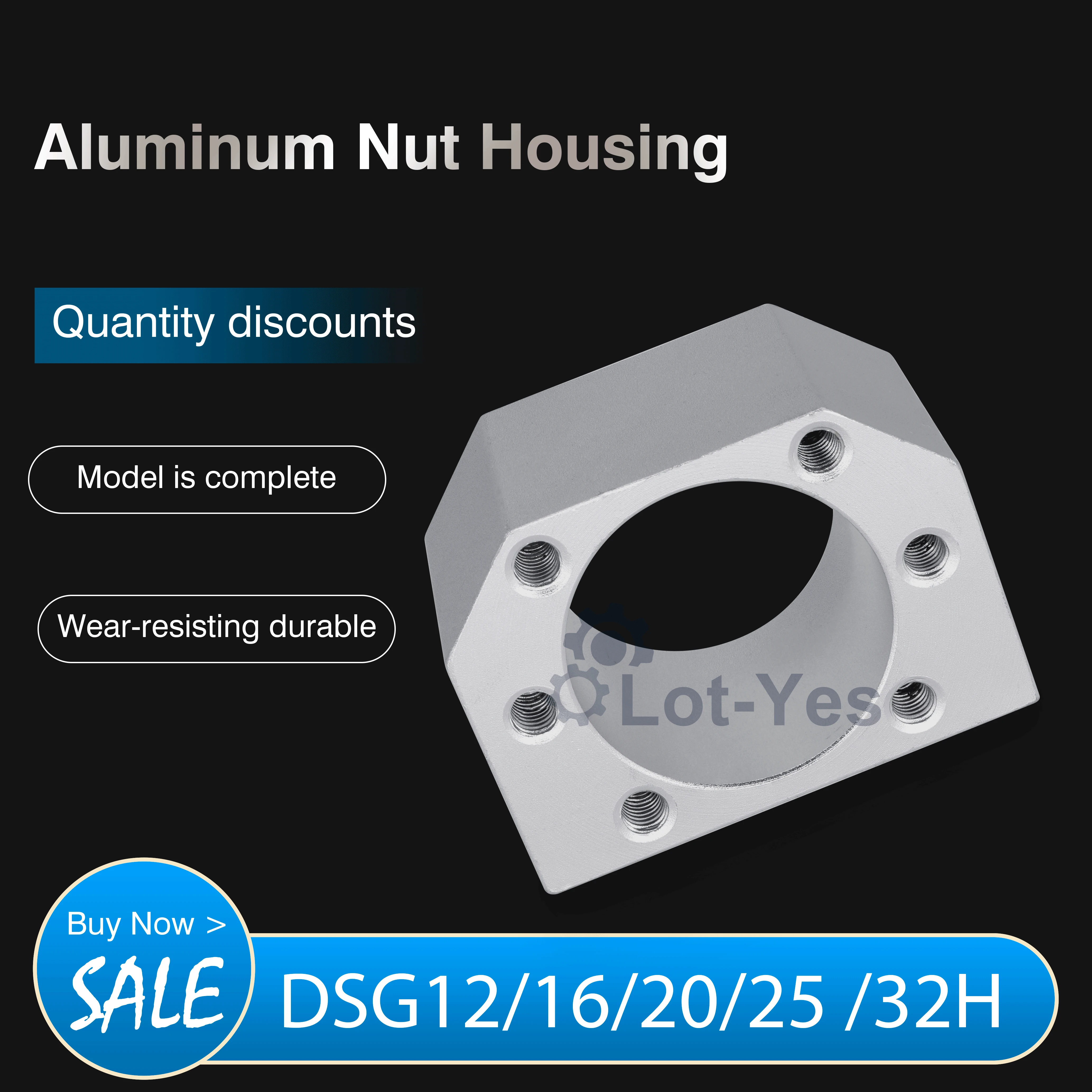 

Aluminum profile Nut Housing seat DSG12H/16/20H/25H Fit for ball screw SFU1204 SFU1605/2005/2505 CNC Parts 3d printer parts