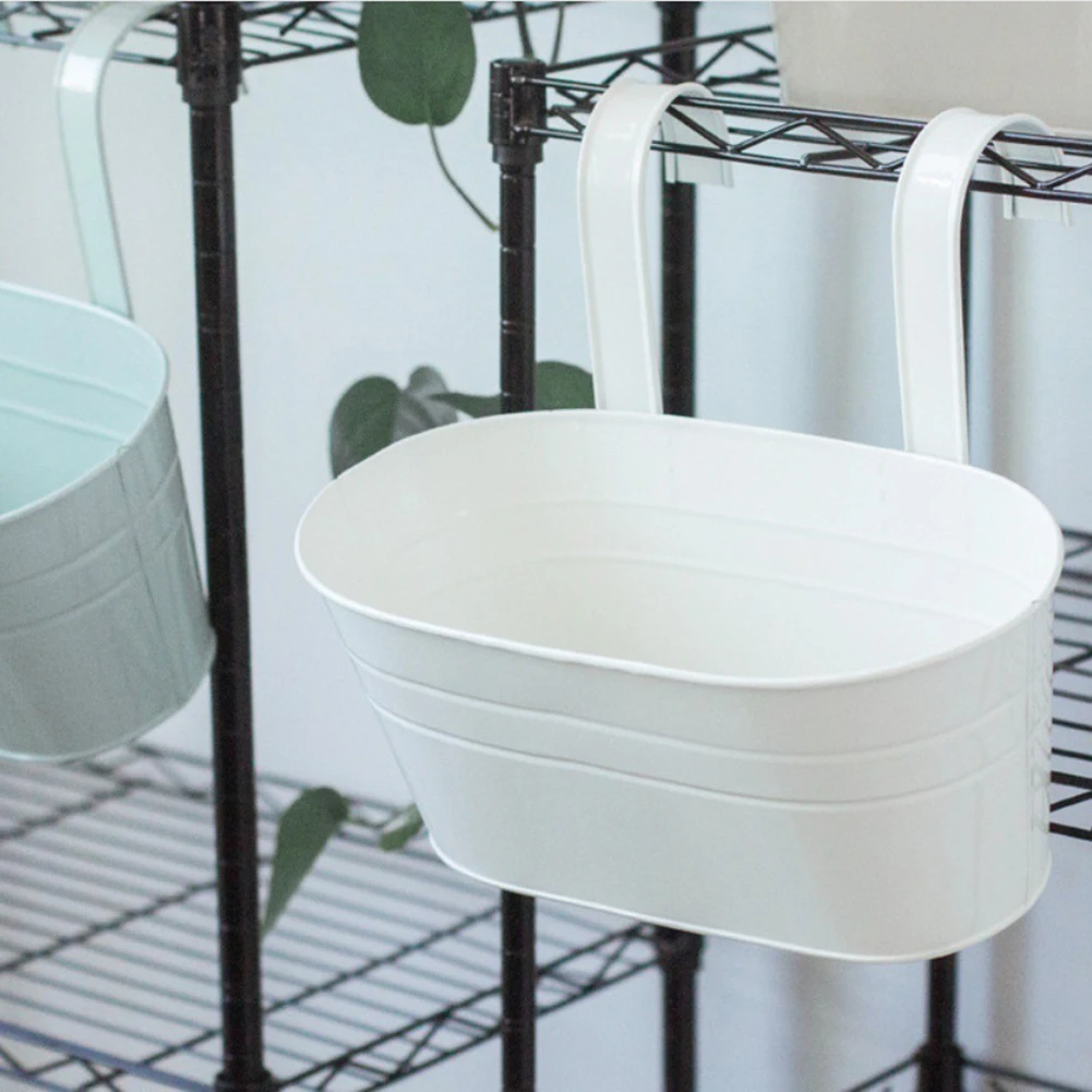 

Flower Hanging Flower Pot Oval Iron Flower Pots With Detachable Double Hook Hanging Garden Planter Garden Pots Bonsai Pots