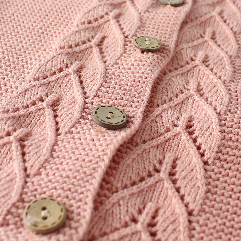 3D Leaves Design Knit Boys Girls Sweater Bebes Cardigan Kids Baby Toddler Romper Clothing Set Knitting Children Spring Clothes |