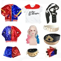 halloween carnival kids girls harley cosplay costumes quinn jacket wig gloves monster jacket pants sets party clothes
