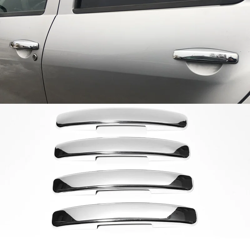 

ABS Chrome Plastic Carbon FIber Door Handle Decorative Cover Trims For Renault Dacia Duster Daster Lodgy I first generation ONLY