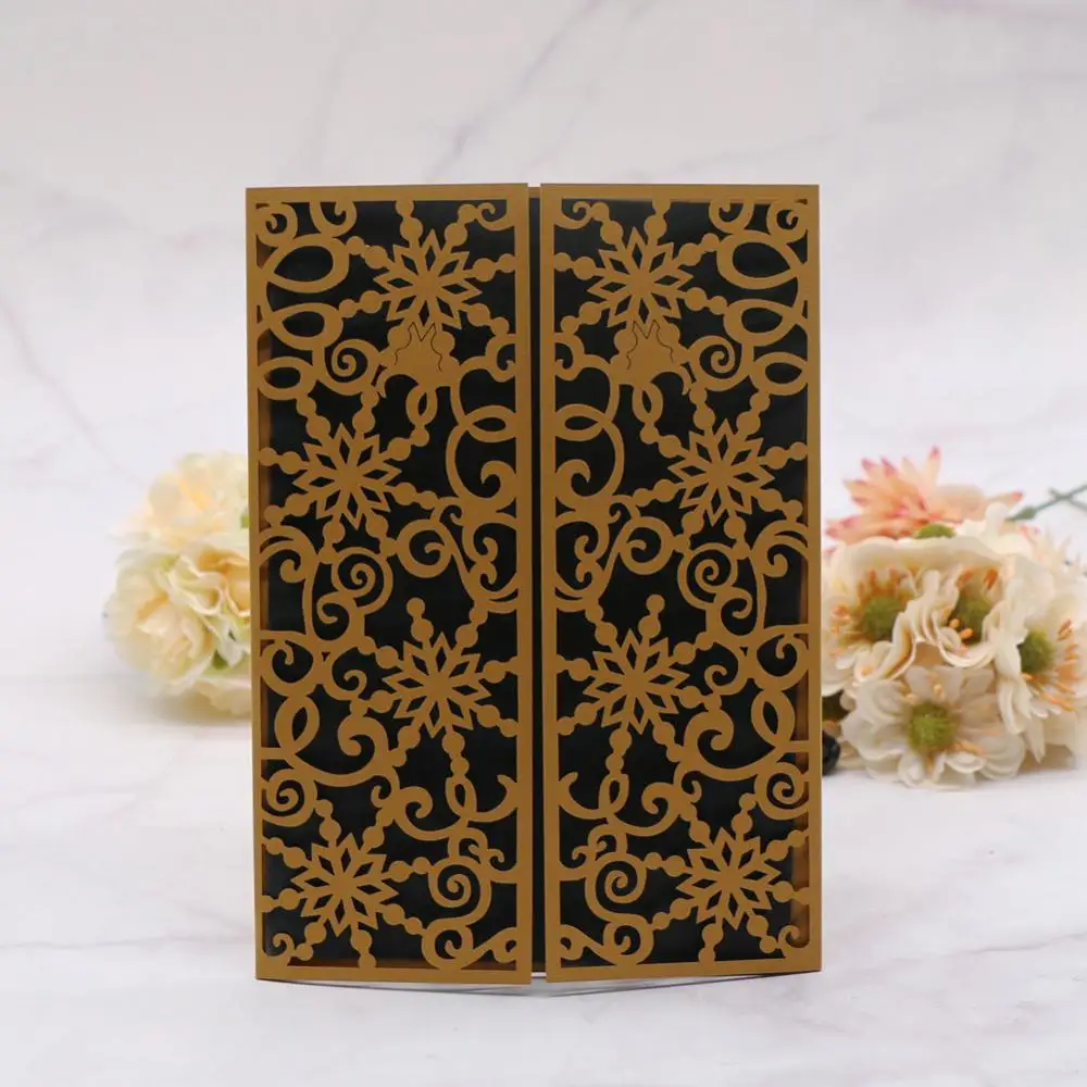 

100pcs Laser Cut Wedding Invitation Card Delicate Flower Carved Pattern Wedding Card Party Decor Supply