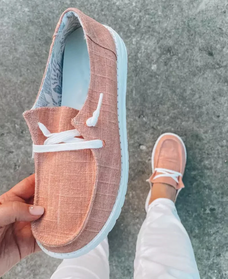 Women Casual Shoes Lace Up Canvas Loafers Summer Soft Breathable Student Girl Lightweight Ladies Sneakers Plus Size | Обувь