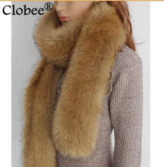 2019 Зимний толстый теплый Одноцветный х длинный шарф из искусственного меха енота