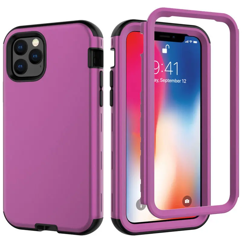 Армированный противоударный Гибридный чехол 3 в 1 для iPhone12 Pro 12 11Pro Max красочный