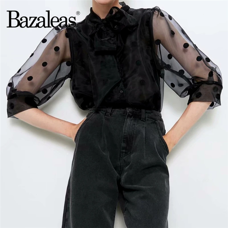 Дропшиппинг сексуальная точка Аппликации Женские топы и блузки Винтаж черный