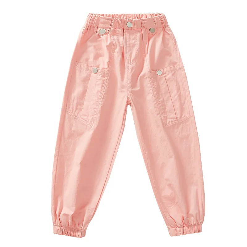 

Children's trousers thin girl summer leisure beam foot trousers 2021 new cuhk children's han edition brim nine minutes of pan