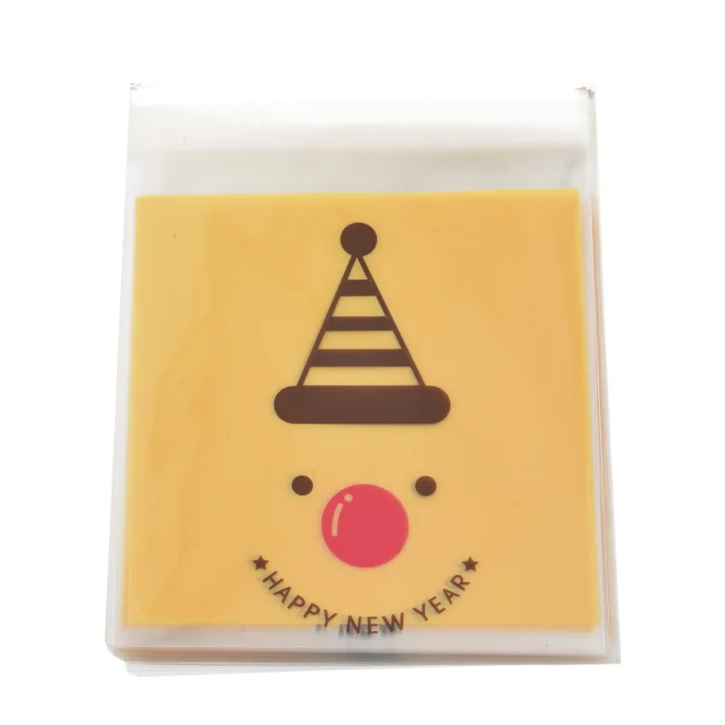 50cps Рождественские Сумки для конфет самоклеющиеся милые печенья сумки пекарни