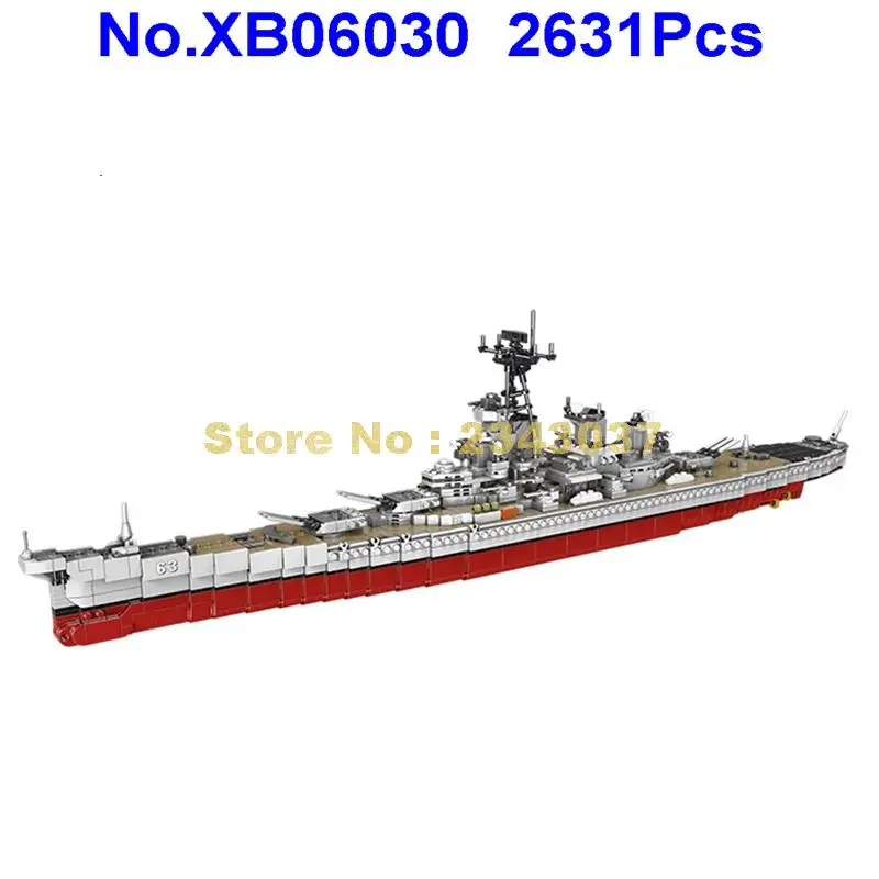 Xb06030 2631 шт. военная армия корабль США Миссури боевой строительные блоки
