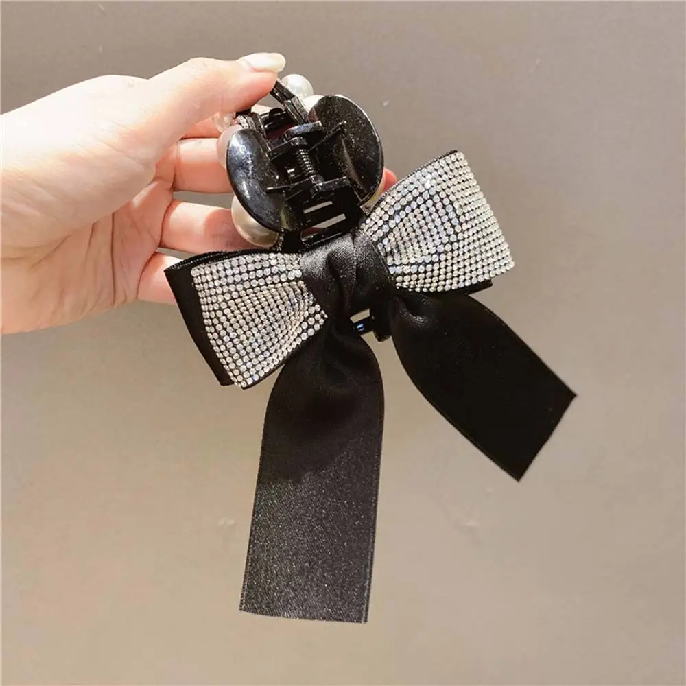 

NEW Retro Handmade Ribbon Pearl Bow Hair Clips for Women Crystal Rhinestone Hair Pins Spring Clip Hairpins Hair Accessories