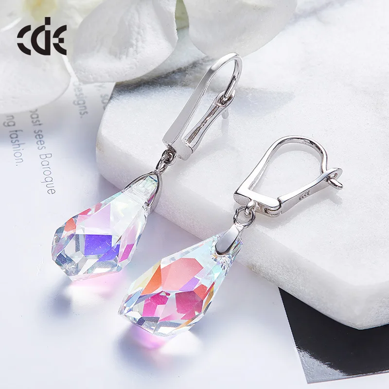 Серебряные серьги с элементами Сваровски|Серьги-подвески| |