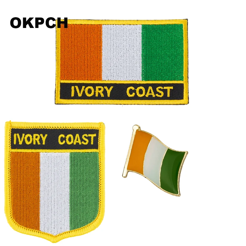 Слоновой кости флаг Берега Кости патч значок 3 шт набор патчи для одежды DIY